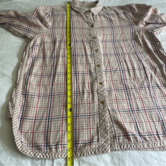 J Jill Double Layer Cotton Flannel Long Sleeve Button Down Tunic - Picture 14 of 15